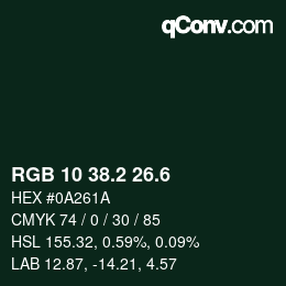 カラーコード: RGB 10 38.2 26.6 | qconv.com