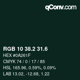 カラーコード: RGB 10 38.2 31.6 | qconv.com