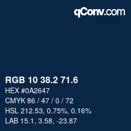 カラーコード: RGB 10 38.2 71.6 | qconv.com