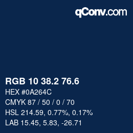 カラーコード: RGB 10 38.2 76.6 | qconv.com