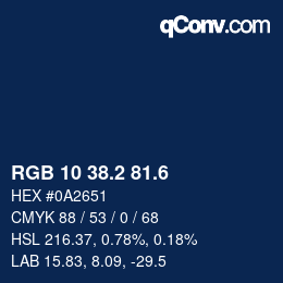 カラーコード: RGB 10 38.2 81.6 | qconv.com
