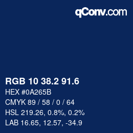 カラーコード: RGB 10 38.2 91.6 | qconv.com