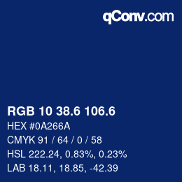 カラーコード: RGB 10 38.6 106.6 | qconv.com