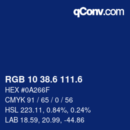 カラーコード: RGB 10 38.6 111.6 | qconv.com