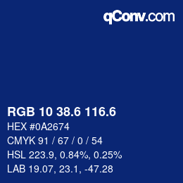 カラーコード: RGB 10 38.6 116.6 | qconv.com