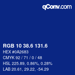 カラーコード: RGB 10 38.6 131.6 | qconv.com