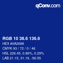 カラーコード: RGB 10 38.6 136.6 | qconv.com