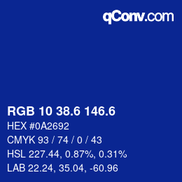 カラーコード: RGB 10 38.6 146.6 | qconv.com