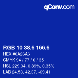 カラーコード: RGB 10 38.6 166.6 | qconv.com