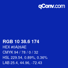 カラーコード: RGB 10 38.6 174 | qconv.com