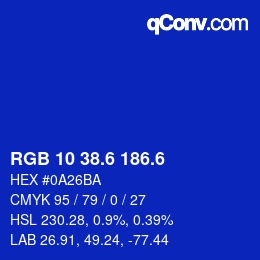 カラーコード: RGB 10 38.6 186.6 | qconv.com