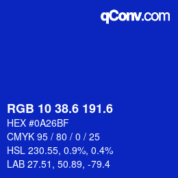 カラーコード: RGB 10 38.6 191.6 | qconv.com