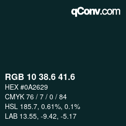 カラーコード: RGB 10 38.6 41.6 | qconv.com