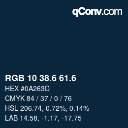 カラーコード: RGB 10 38.6 61.6 | qconv.com