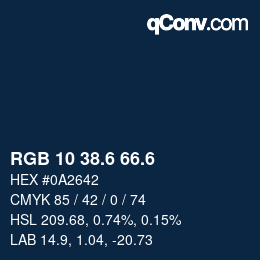 カラーコード: RGB 10 38.6 66.6 | qconv.com