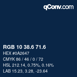 カラーコード: RGB 10 38.6 71.6 | qconv.com