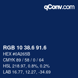 カラーコード: RGB 10 38.6 91.6 | qconv.com