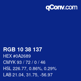 Farbcode: RGB 10 38 137 | qconv.com