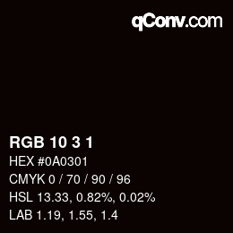 カラーコード: RGB 10 3 1 | qconv.com