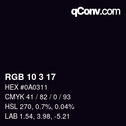 Color code: RGB 10 3 17 | qconv.com
