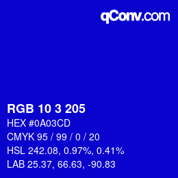Color code: RGB 10 3 205 | qconv.com