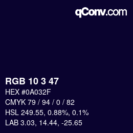 カラーコード: RGB 10 3 47 | qconv.com