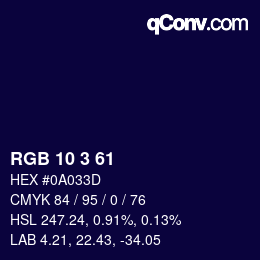 Color code: RGB 10 3 61 | qconv.com