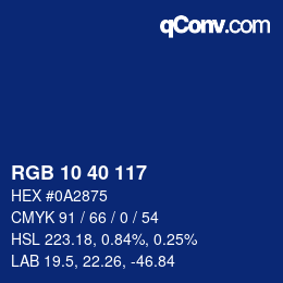 Color code: RGB 10 40 117 | qconv.com