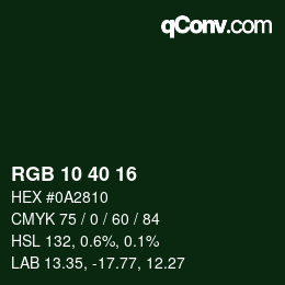 Código de color: RGB 10 40 16 | qconv.com