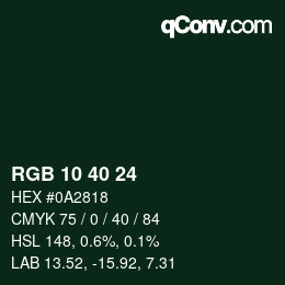 颜色代码: RGB 10 40 24 | qconv.com