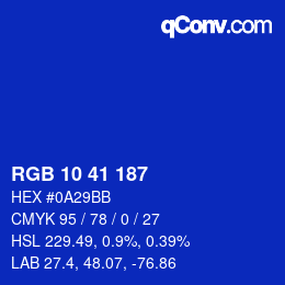 Color code: RGB 10 41 187 | qconv.com