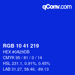 Color code: RGB 10 41 219 | qconv.com