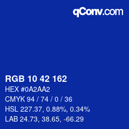 Color code: RGB 10 42 162 | qconv.com