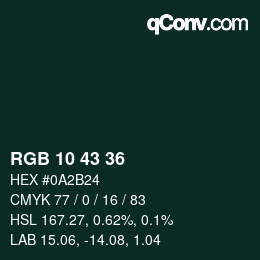 Farbcode: RGB 10 43 36 | qconv.com