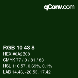 颜色代码: RGB 10 43 8 | qconv.com