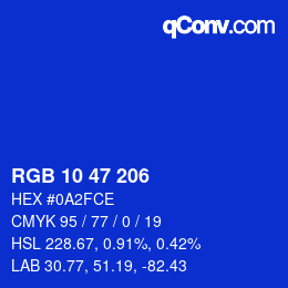 Color code: RGB 10 47 206 | qconv.com