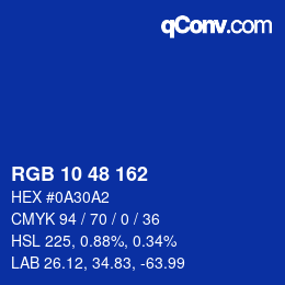 Color code: RGB 10 48 162 | qconv.com