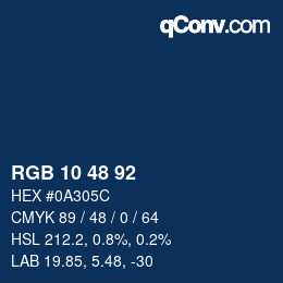 Color code: RGB 10 48 92 | qconv.com