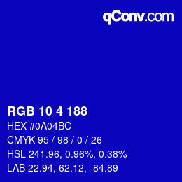 Color code: RGB 10 4 188 | qconv.com