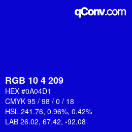 Color code: RGB 10 4 209 | qconv.com