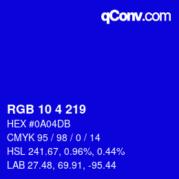 Color code: RGB 10 4 219 | qconv.com