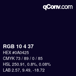 カラーコード: RGB 10 4 37 | qconv.com