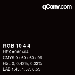 カラーコード: RGB 10 4 4 | qconv.com