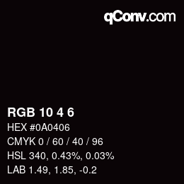 Color code: RGB 10 4 6 | qconv.com