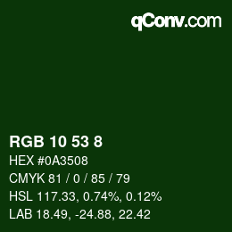 カラーコード: RGB 10 53 8 | qconv.com