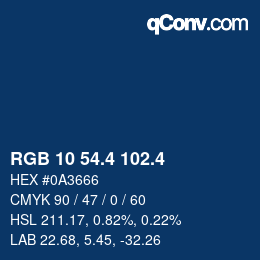 カラーコード: RGB 10 54.4 102.4 | qconv.com