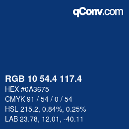 カラーコード: RGB 10 54.4 117.4 | qconv.com