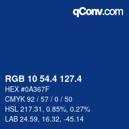 カラーコード: RGB 10 54.4 127.4 | qconv.com