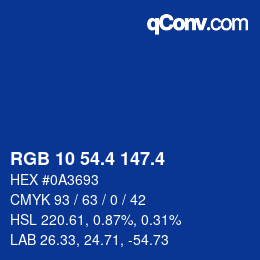 カラーコード: RGB 10 54.4 147.4 | qconv.com