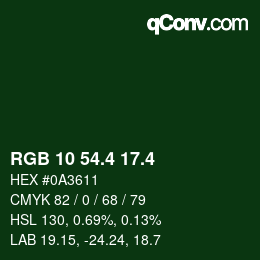 カラーコード: RGB 10 54.4 17.4 | qconv.com